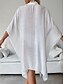 preiswerte Blusenkleider-Damen Weißes Kleid blusenkleid Minikleid Urlaub Strand Baumwolle Basic Modern Hemdkragen Taste Langarm Sommer Frühling Lockere Passform Glatt