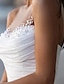 billiga Brudklänningar-Bröllopsklänningar A-linje Båthals Ärmlös Svepsläp Tyll Brudklänningar Med Enfärgat 2024