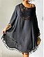 baratos Vestidos de renda branca-Mulheres Minivestido Vestido branco Vestido de renda Camisetão Vestido de verão Roupa de rua Básico Casual Férias Rua Feriado Normal Manga 3/4 Gola Redonda Preto Branco Azul Laranja Verão