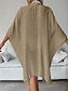preiswerte Blusenkleider-Damen Weißes Kleid blusenkleid Minikleid Urlaub Strand Baumwolle Basic Modern Hemdkragen Taste Langarm Sommer Frühling Lockere Passform Glatt