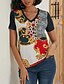 baratos T-Shirts de mulher-Mulheres Camiseta Leopardo Diário Final de semana Imprimir Vermelho Manga Curta Moda Decote V Primavera Verão