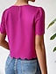 abordables Tops básicos de mujer-Camisa Blusa Mujer Rosa polvorienta Azul Piscina Naranja Plano Sexy Calle Diario Moda Escote Redondo Ajuste regular S