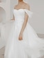 Χαμηλού Κόστους Νυφικά Φορέματα-Δεξίωση Μικρά Άσπρα Φορέματα Φορεματα για γαμο Γραμμή Α Ώμοι Έξω Αμάνικο Κάτω από το γόνατο Σιφόν Νυφικά φορέματα Με Πιασίματα 2024