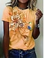 abordables Camisetas de mujer-Mujer Camiseta Floral Mariposa Estampado Vacaciones Fin de semana Moda Manga Corta Escote Redondo Amarillo Verano