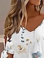 baratos Blusas e Camisas de mulher-Mulheres Camisa Social Blusa Floral Com Corte Imprimir Diário Férias Casual Manga Curta Decote V Branco Verão