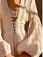 رخيصةأون فستان أبيض-نسائي فستان أبيض فستان طويل أزرار انقسام الفخذ عطلة شاطئ بوهيميا ستايل هاواي V رقبة كم طويل وردي بلاشيهغ أخضر البيج اللون