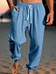 ieftine Vacanţă-Bărbați Pantaloni de in Pantaloni Pantaloni de vară Pantaloni de plajă Cordon Talie elastică Manșetă Elastică Simplu Confort Respirabil Casual Zilnic Concediu Modă Stil Clasic Verde Militar Bleumarin