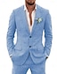 זול חליפות פשתן-חליפות פשתן לגברים חליפות חתונת חוף קיץ 2 חלקים בצבע אחיד בהתאמה אישית עם שני כפתורים חד חזה 2024
