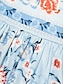 baratos vestido casual estampado-Mulheres Vestido estampado Roupas de resort Cetim Maxi Vestido maxi longo Azul Meia Manga Floral Estampado Verão Decote V Férias XS S M