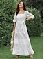 abordables vestidos sencillos-Mujer Vestido de novia de encaje blanco Vestido maxi con manga Elegante Escote en Pico Media Manga Blanco Color