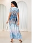 זול שמלות עם הדפס-בגדי ריקוד נשים שמלת קז&#039;ואל גראפי שבטי מכפלת מפוצלת צווארון V שמלת מקסי בוהו חופשה שרוולים קצרים קיץ