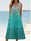 Χαμηλού Κόστους Print Φορέματα-Γυναικεία Φόρεμα για τον ήλιο Αμάνικο φόρεμα Φλοράλ Στάμπα Στρογγυλή Ψηλή Λαιμόκοψη Μίντι φόρεμα Χαβανέζα Καθημερινό Διακοπές Παραλία Αμάνικο Καλοκαίρι Άνοιξη