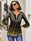 cheap Women&#039;s Blouses &amp; Shirts-Women&#039;s Shirt Blouse Floral Holiday Button Print Yellow 3/4 Length Sleeve Basic Round Neck