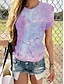 cheap Women&#039;s T-shirts-Women&#039;s T shirt Tee Graphic Print Daily Weekend Fashion Short Sleeve Round Neck Navy Blue Summer