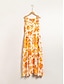 baratos vestido casual estampado-vestido maxi swing com estampa floral em chiffon