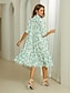 preiswerte Bedruckte Kleider-Damen Batik Abstrakt Layer-Look Hemdkragen Midikleid Kurzarm Sommer Frühling