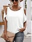 abordables Hauts Unis pour Femmes-T-shirt femme uni mode manches courtes col rond régulier hauts quotidien week-end découpé blanc rose vert gris été