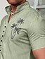 billige mænds fritidsskjorter-Herre Kokos palme Tropiske Planter Skjorte Hawaii skjorte Aloha skjorte Kortærmet Skjorte Høj krave Mode Gade Designer udendørs Ferierejse Gade Blå Lilla Grøn S M L