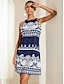 Χαμηλού Κόστους Print Φορέματα-Γυναικεία Vintage Φόρεμα Καθημερινό φόρεμα Σλιπ Φόρεμα Φλοράλ Στάμπα Λαιμός Μίνι φόρεμα Βίντατζ Etnic Διακοπές Αμάνικο Καλοκαίρι