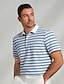 cheap Classic Polo-Men&#039;s Shirt Striped Horizontal Stripes Casual Cable Knit Polo Short Sleeve Outdoor Causal Casual Summer Print Turndown Black Blue Micro-elastic 48% cotton, 48% polyester, 4% spandex