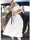levne Svatební šaty-Zásnuby Malé bílé Svatební šaty A-Linie Pod rameny Krátký rukáv K lýtkům Strečová látka Svatební šaty S Jednobarevné 2024