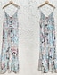 baratos Vestidos Estampados-Mulheres Vestido casual Vestido Swing Vestido A Line Floral Frente Única Bolsos Com Alças Vestido Longo Vestido Maxi à moda Étnico Diário Encontro Sem Manga Verão
