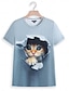 billige T-shirts til kvinde-Dame T-shirt 3D cat Dyr Trykt mønster Daglig Weekend Mode Kortærmet Rund hals Hvid Sommer