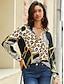 billige Bluser og trøjer til kvinder-Dame Skjorte Bluse Leopard Afslappet Knap Trykt mønster Sort Langærmet Mode Krave Forår &amp; Vinter