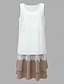 billige ensfargede kjoler-Dame Hvit kjole Mini kjole Blonde Drapering Feriereise Fritid Crew-hals Ermeløs Hvit Farge