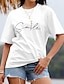 billige T-skjorter til kvinner-Dame T skjorte Bomull 100 % bomull Tusenfryd Avslappet Helg Trykt mønster Svart Kortermet Grunnleggende Rund hals