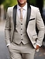 cheap Suits-Burgundy Beige Men&#039;s Wedding Suits Solid Colored 3 Piece Fashion Daily Formal Tailored Fit Single Breasted One-button 2024
