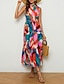 cheap Casual Dresses-Women&#039;s Graphic Stand Collar Midi Dress Casual Daily Sleeveless Summer