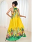 cheap Print Dresses-Women&#039;s Pleated A Line Dress Halter Neck Bouffant Floral Printed Maxi Dress Vacation Hawaiian Summer