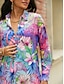 Χαμηλού Κόστους Γυναικείες Μπλούζες &amp; Πουκάμισα-Χαβανέζικο πουκάμισο Γυναικεία Πουκάμισο Μπλούζα Φλοράλ Κουμπί Στάμπα Causal Αργίες Παραλία Μοντέρνα Χαβανέζα Μακρυμάνικο Κολάρο Πουκαμίσου Θαλασσί Άνοιξη &amp; Χειμώνας