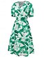 ieftine Rochii casual florale-Pentru femei Rochii Midi Rochie casual Rochie leagăn Rochie A line Rochie de vară Stilat Casual Vacanță Zilnic Dată Fit regulat Floral Manșon scurt În V Albastru piscină Trifoi Vară