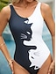 זול בגדי ים חלק אחד-בגדי ריקוד נשים נורמלי בגדי ים חתיכה אחת בגד ים מדפיס חתול בגדי חוף חג בגדי ים