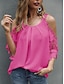 abordables Blusas y camisas de mujer-Mujer Camisa Blusa Plano Encaje Cortado Diario Casual Manga Corta Cuello Barco hombro frío Oro rosa Verano