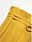 preiswerte Damenhosen-Gelbe Plissee-Shorts aus Leinen für Damen mit Doppelgürtel