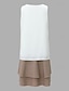 お買い得  無地ドレス-女性用 白いドレス ミニドレス レース ラッフル バケーション カジュアル クルーネック ノースリーブ ホワイト カラー