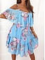 cheap Print Dresses-Women&#039;s Casual Dress Slip Dress Floral Ruffle Print Crew Neck Mini Dress Stylish Casual Daily Date Half Sleeve Summer