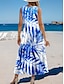 cheap Print Dresses-Women&#039;s Ruched Crew Neck Long Dress Maxi Dress Summer