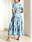 voordelige Jurken met print-Dames Chiffon Swingjurk Ombre Abstract Ruche Gelaagd V-hals Maxi-jurk Bohemen Stijlvol Vakantie Strand Korte mouw Zomer