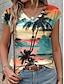 voordelige Dames T-shirts-Dames Singlet Ombre Afdrukken Vakantie Hawaii Mouwloos V-hals Khaki Zomer