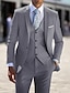 abordables Trajes-Trajes formales de boda para hombre azul gris color sólido 3 piezas ajuste estándar botonadura simple un botón 2024