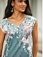 ieftine Bluze &amp; Camisole Damă-Pentru femei Bluză Floral Imprimeu Casual Concediu De Bază Fără manșon În V Roz Îmbujorat