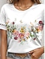 preiswerte T-Shirts für Damen-Damen T Shirt Blumen Spitze Bedruckt Täglich Wochenende Modisch Kurzarm Rundhalsausschnitt Weiß Sommer