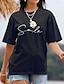 abordables Camisetas de mujer-Mujer Camiseta Algodón 100% Algodón Margarita Estampado Casual Fin de semana Básico Manga Corta Escote Redondo Negro