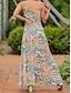 cheap Print Dresses-Women&#039;s Casual Dress Swing Dress A Line Dress Floral Leaf Backless Print Strap Long Dress Maxi Dress Hawaiian Casual Daily Vacation Sleeveless Summer