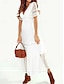Χαμηλού Κόστους απλά φορέματα-Γυναικεία Λευκό φόρεμα Μακρύ φόρεμα Δαντέλα Κουρελού Ημερομηνία Διακοπές Κομψό Κομψό στυλ street Λαιμόκοψη V Κοντομάνικο Λευκό Ανθισμένο Ροζ Χρώμα