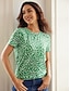 billige T-shirts til kvinde-Dame T-shirt Grafisk Trykt mønster Daglig Weekend Mode Kortærmet Rund hals Grøn Sommer